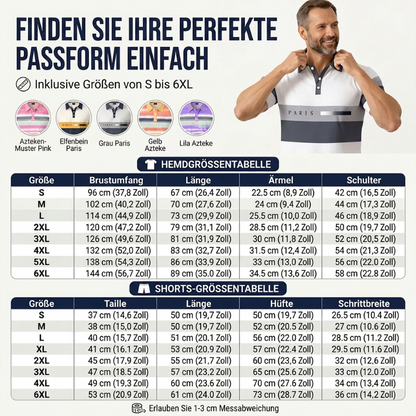 Herren Sommer-Set aus Polo-Shirt und Shorts-Bequemes 2-teiliges Freizeit-Outfit für Alltag, Urlaub und Reisen