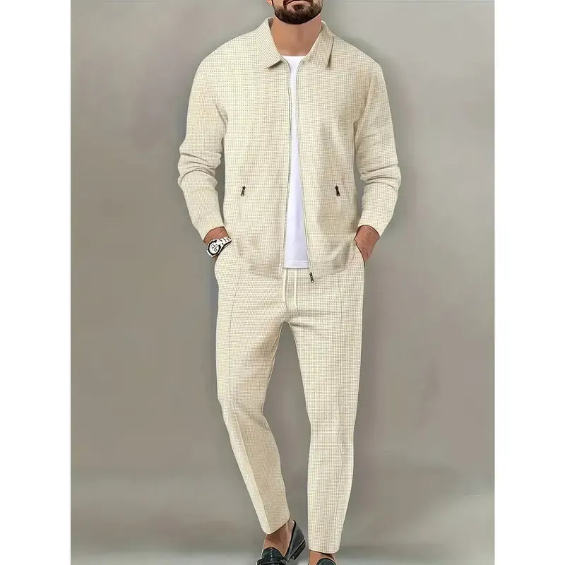 Men's 2-Piece Athletic Fitted Polyester Tracksuit Set