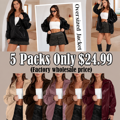 🤲Leather Jacket Women Faux Oversized Motorcycle Bomber Coats 2025 – Bold, Chic & Unstoppable