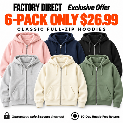 🍂 Unisex Classic Full-Zip Hoodies with Pockets 🔥 Everyday Comfort | Clearance Bundle Deal