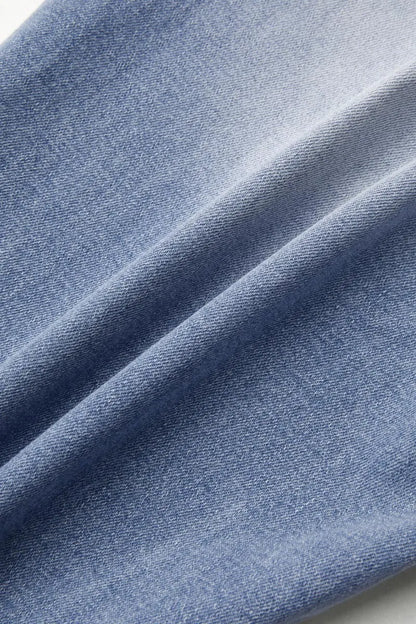Double Button Mid Waist Straight Leg Jeans