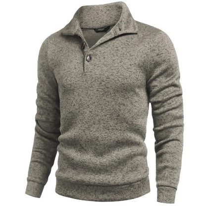 Men's Quarter Button Henley Sweater Casual Knitted Sweatshirt Mock Neck Thermal Fleece Pullover Sweater with Pocket