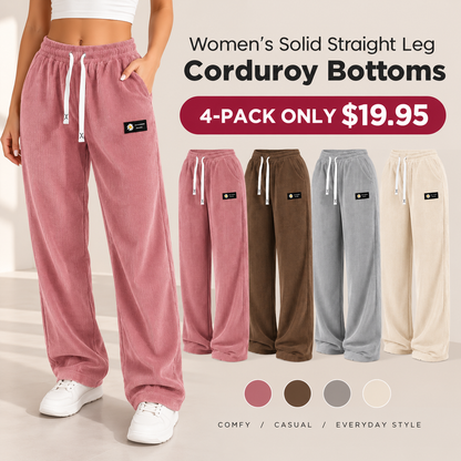 LAST DAY SALEWomen's Solid Straight Leg Corduroy Bottoms