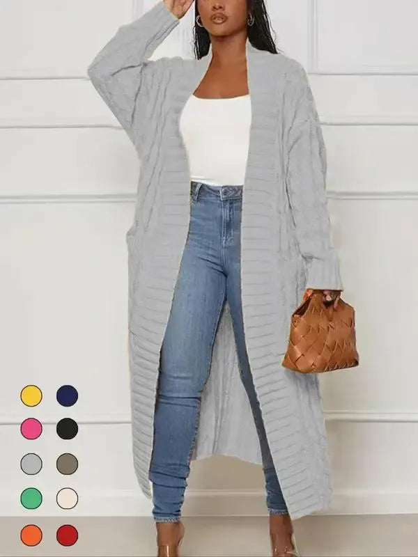 Women's Long Cardigan 2026 Oversized Coat Long Sleeve Open Cardigan Knitted Extra