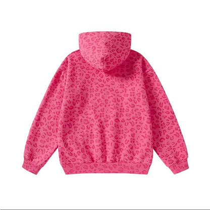 Unisex 100% Cotton Leopard Print Loose Fit Hoodie for Fall & Winter