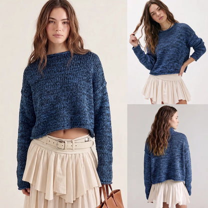 2026 Women Rollneck Chunky Knit Oversized Sweater