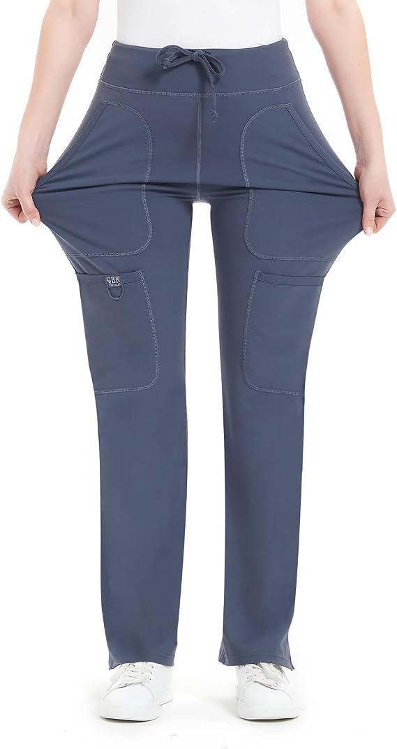 Women's Yoga Scrub Pants - 4-Way Stretch Work Pants with 5 Pockets