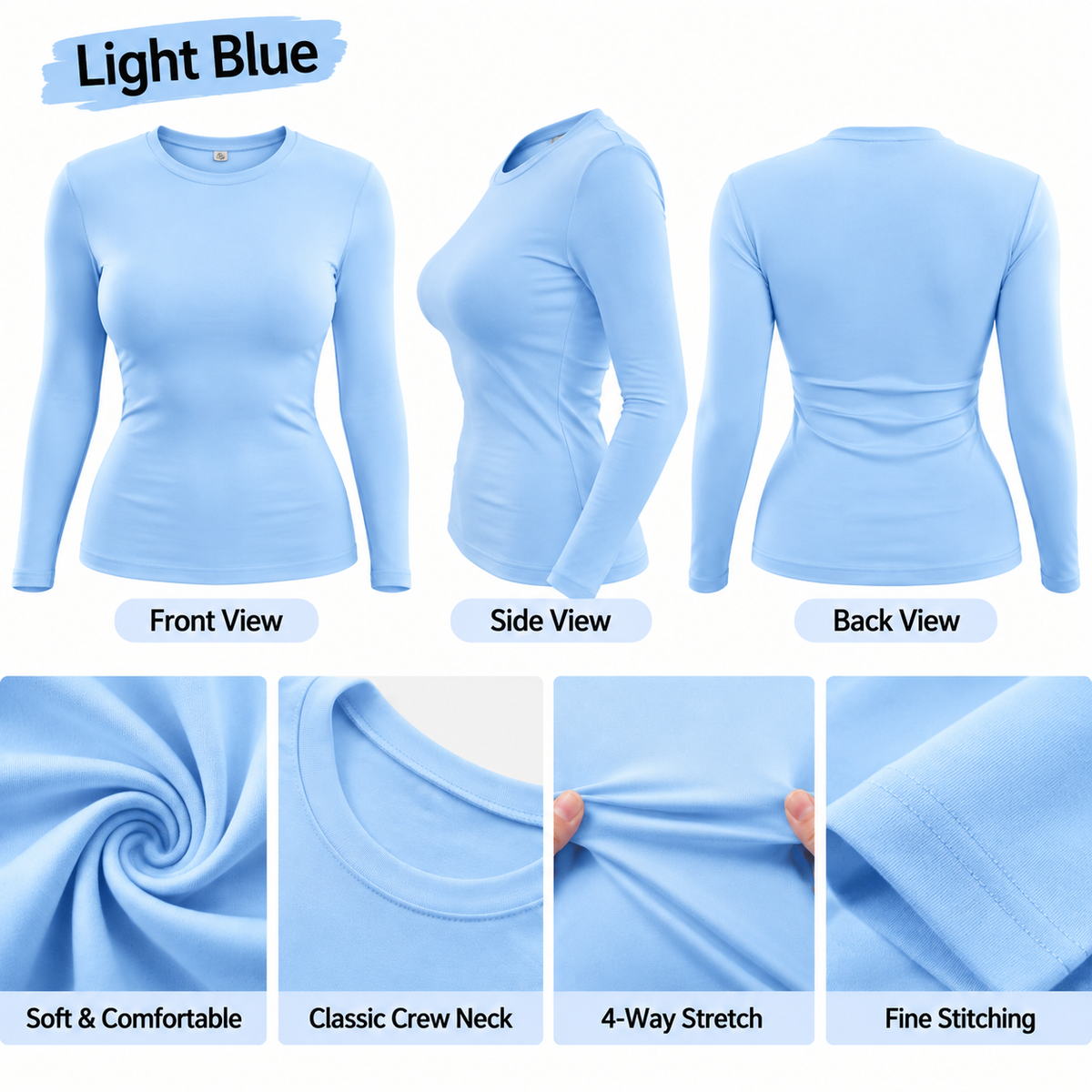 🏭 FACTORY LIMITED-TIME SALE ⚡ FINAL SALE – 4 FOR $24.99! Women's Soft Stretch Long Sleeve Tops