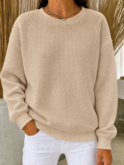 🔥 Damen Waffelstrick-Sweatshirt – Locker & Bequem