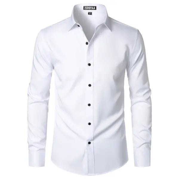 Men's Satin Long Sleeve Dress Shirt Slim Fit