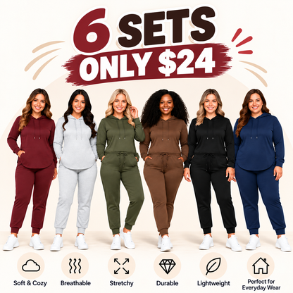 Women's Hoodie & Sweatpants 2-Piece Set Bundle Cozy Loungewear
