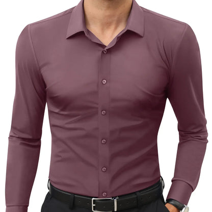 Men's Super Stretchy Dress Shirt Quick-Drying Breathable Anti-Wrinkle