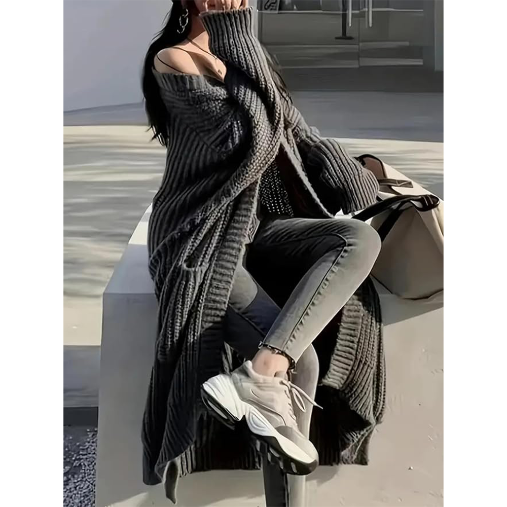 Women's Long Open Front Cardigan – Oversized Chunky Knit Duster Coat with Pockets, Cozy Soft Warm Sweater Jacket for Fall & Winter