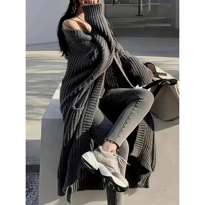 Women's Long Open Front Cardigan – Oversized Chunky Knit Duster Coat with Pockets, Cozy Soft Warm Sweater Jacket for Fall & Winter