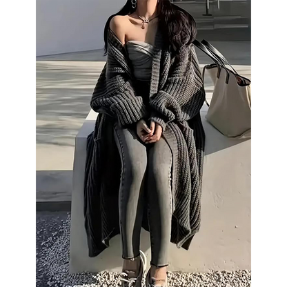 Women's Long Open Front Cardigan – Oversized Chunky Knit Duster Coat with Pockets, Cozy Soft Warm Sweater Jacket for Fall & Winter