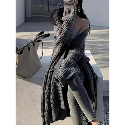 Women's Long Open Front Cardigan – Oversized Chunky Knit Duster Coat with Pockets, Cozy Soft Warm Sweater Jacket for Fall & Winter