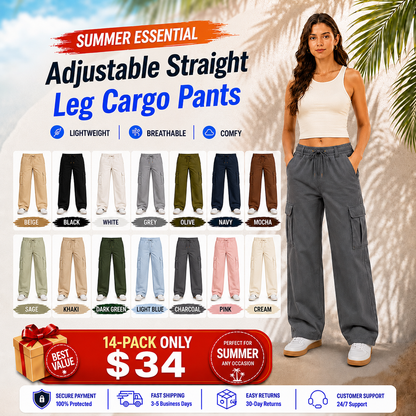 Adjustable Straight Leg Cargo Pants