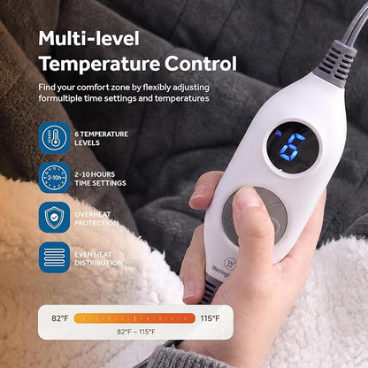 🎁 Sherpa Wearable Electric Blanket 🎄 Overheat Protection & Auto-Shutoff Function