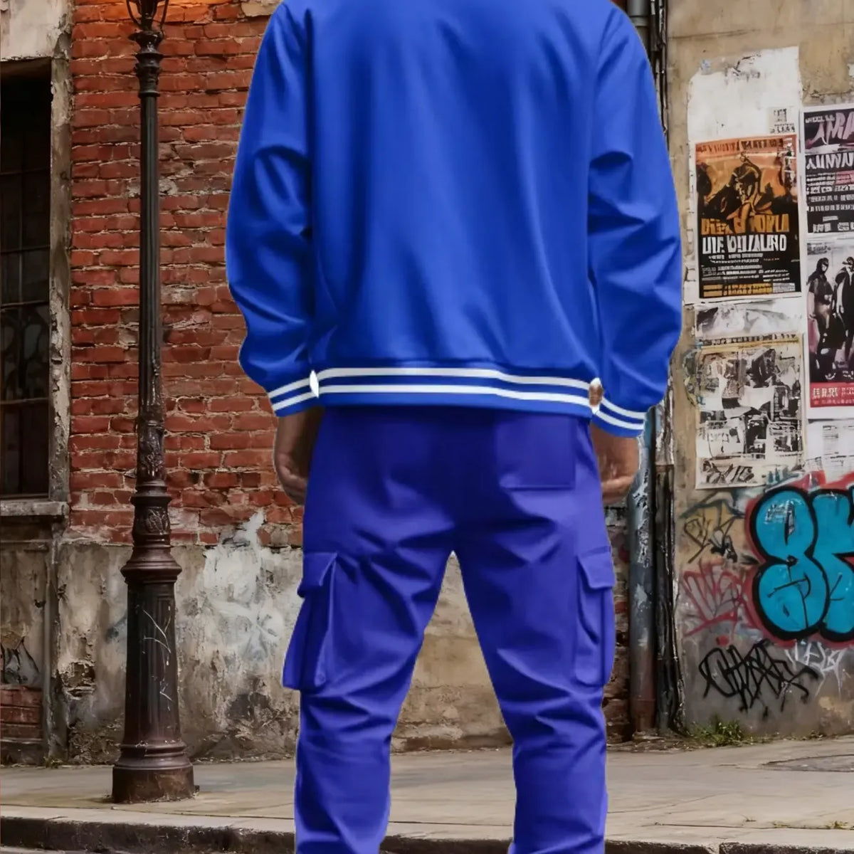 Men's Baseball Jacket and Cargo Pants Set