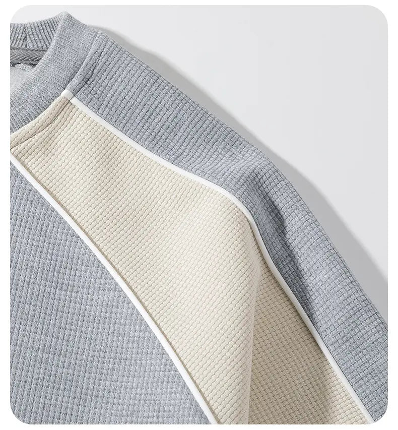 Men's 100% Cotton French Terry Relaxed-Fit Color-Block Crew Neck Sweatshirt