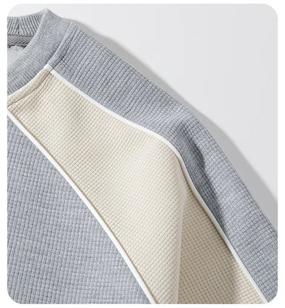 Men's 100% Cotton French Terry Relaxed-Fit Color-Block Crew Neck Sweatshirt