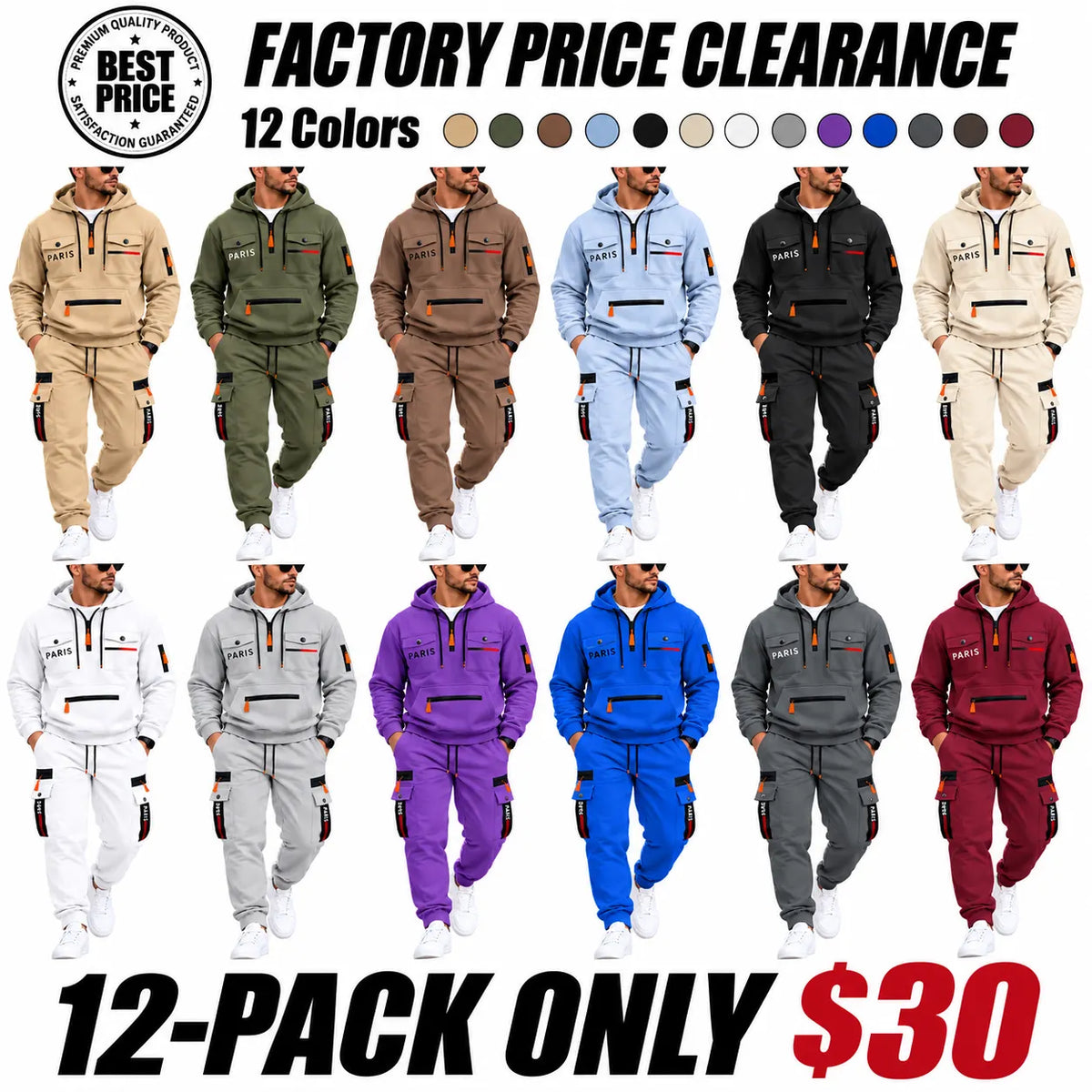 Men's 2-Piece Hoodie & Cargo Jogger Set