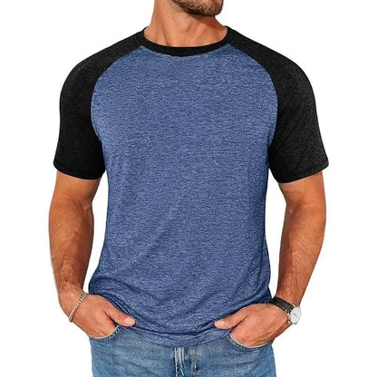 Men's Raglan Short Sleeve Crew Neck Casual Color Block Basic T-shirt