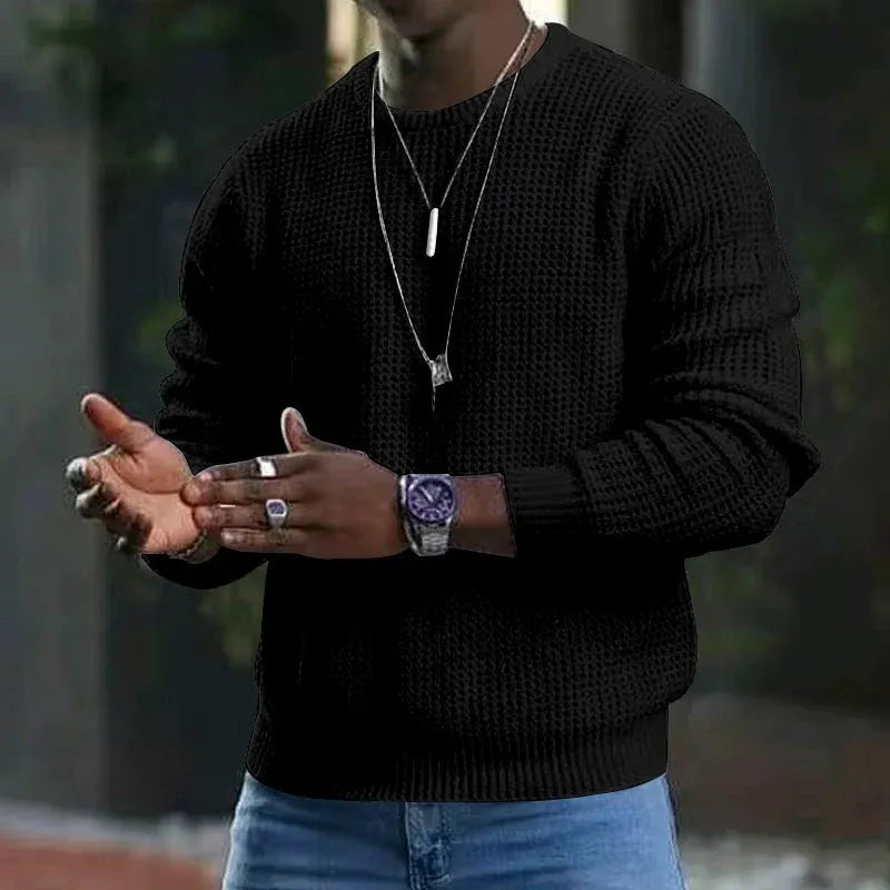 Men's Crewneck Sweater Soft Casual Sweaters Classic Long Sleeve Pullover Sweaters with Ribbing Edge