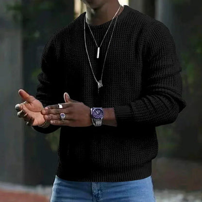 Men's Crewneck Sweater Soft Casual Sweaters Classic Long Sleeve Pullover Sweaters with Ribbing Edge