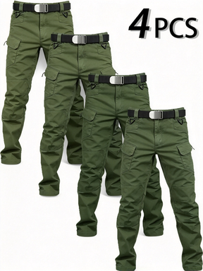 4-Pack Men's Lightweight Cargo Pants – Durable Zippered Pockets, Straight-Cut, Multi-Color