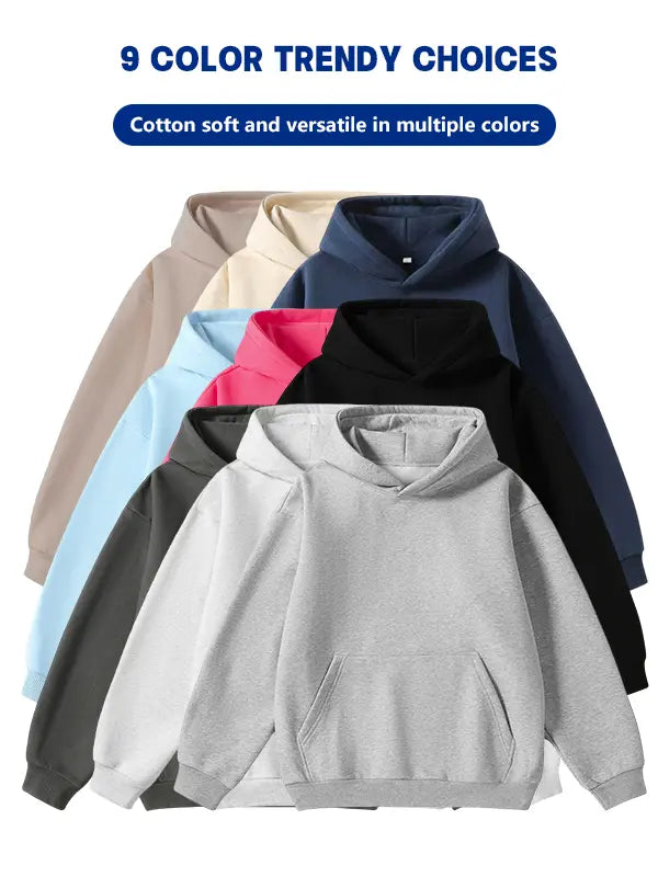 Men's Cotton Blend Hoodie Long Sleeve Pullover Black Beige Casual Wear