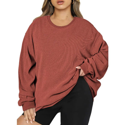 Women's Oversized Corduroy Sweatshirt, Casual Crewneck Long Sleeve Lightweight Pullover