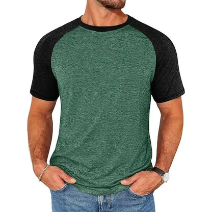 Men's Raglan Short Sleeve Crew Neck Casual Color Block Basic T-shirt
