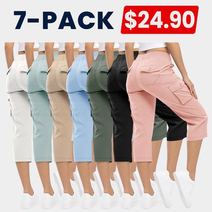 Women's Cargo Capris Pants Plus Size Outdoor Lightweight Casual Trip Loose Shorts