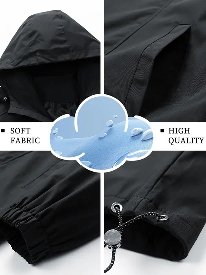Men's Windproof Waterproof Hooded Jacket – Loose-Fit Outdoor Long-Sleeve Top