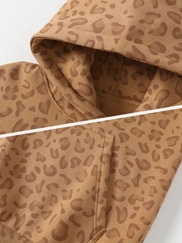 Unisex 100% Cotton Leopard Print Loose Fit Hoodie for Fall & Winter