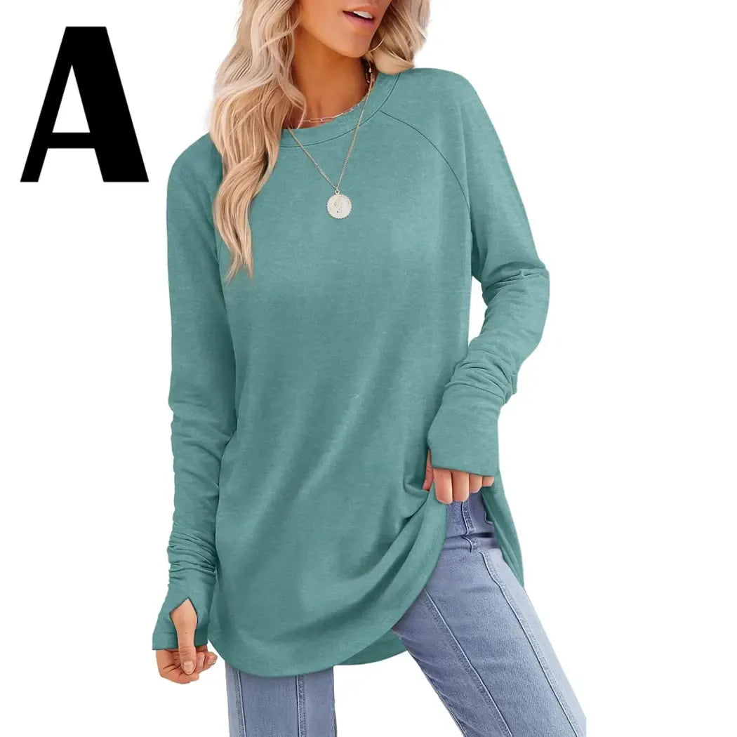 Women's Long Sleeve Tunic Top with Thumb Holes