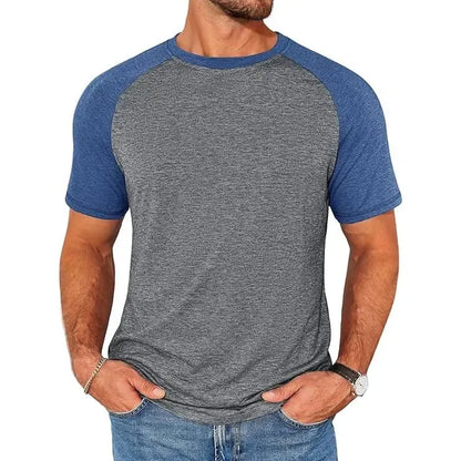 Men's Raglan Short Sleeve Crew Neck Casual Color Block Basic T-shirt