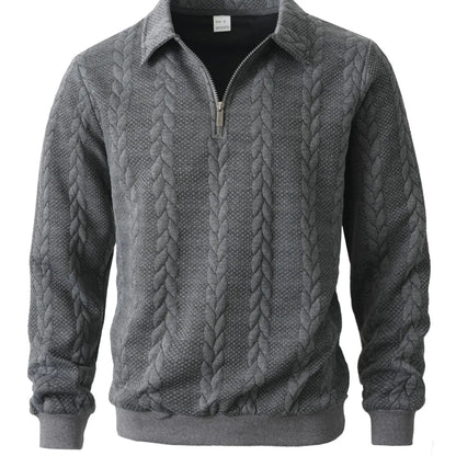 Men's Knitted Half-Zip Fitted Polo Neck Sweater