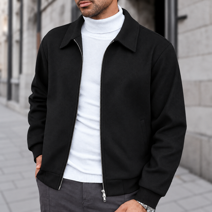 Men's Classic Collared Zip-Up Jacket – Casual Fall & Winter Outerwear