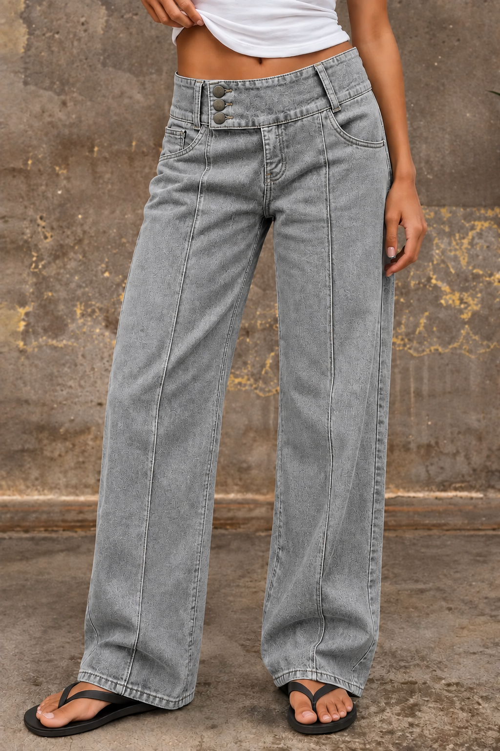 🔥 6 FOR ONLY $29.99! Asymmetrical Button Fly Mid-Waist Straight Leg Pants – Limited-Time Clearance Deal