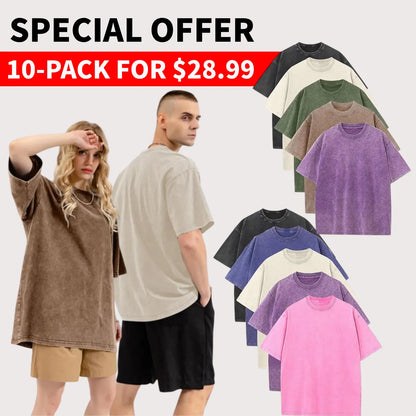 Men's Plus Size 100% Cotton Acid Wash Oversized Heavyweight Vintage T-Shirt