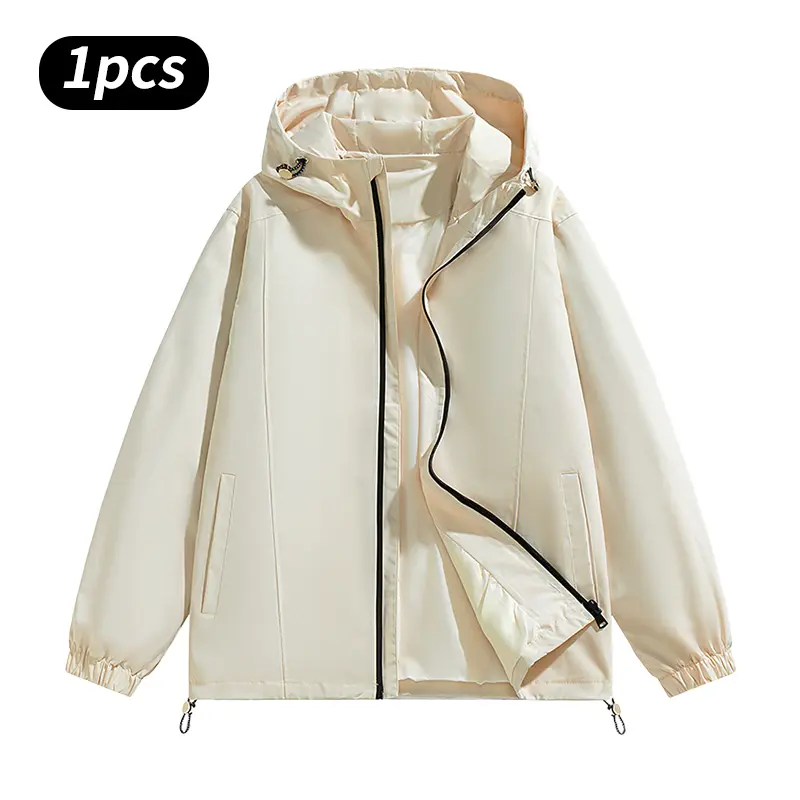 Men's Windproof Waterproof Hooded Jacket – Loose-Fit Outdoor Long-Sleeve Top