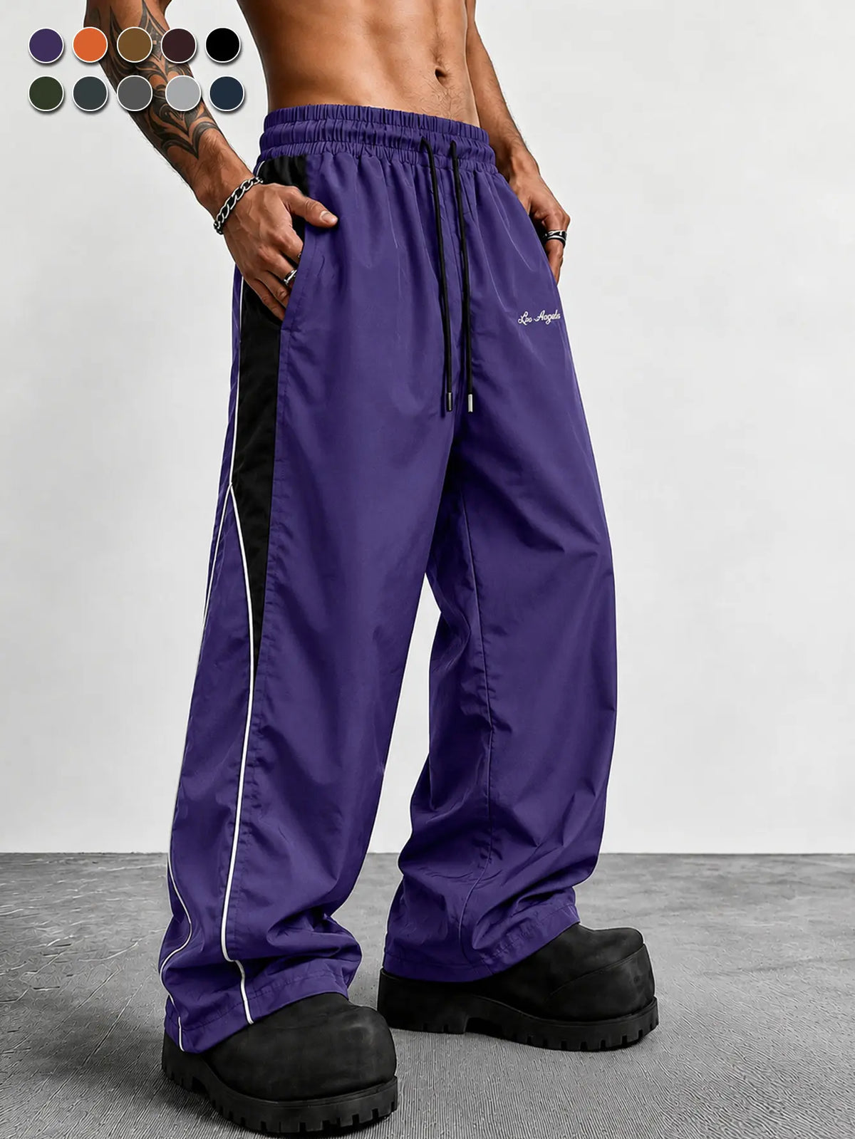 Men's Reflective Strip Wide Leg Casual Pants