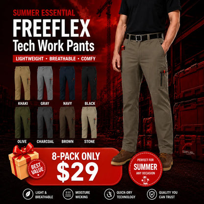 Men's 8-PACK FREEFLEX Tech Work Pants with 7 Pockets