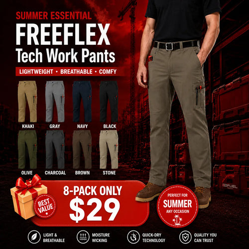 Men's 8-PACK FREEFLEX Tech Work Pants with 7 Pockets