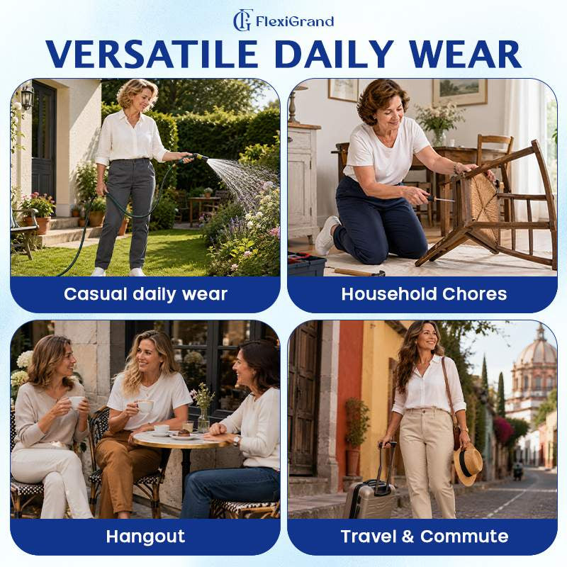 Women Multi-Pocket Stretch Comfort Pants