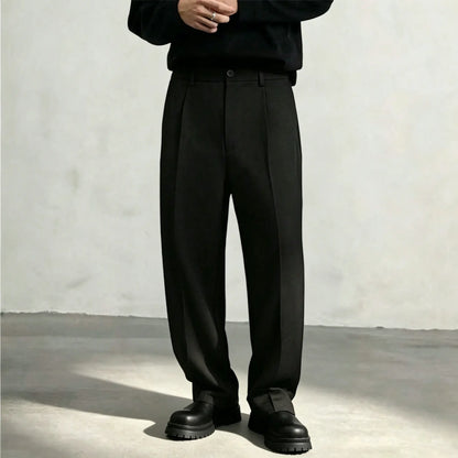 Men's Ice Silk Business Casual Pants, High Waist Pleated Slacks