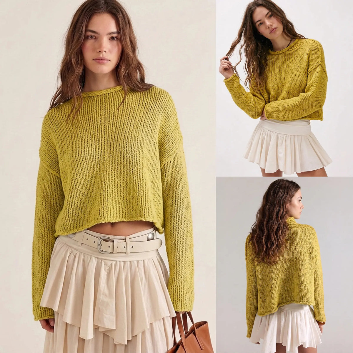 2026 Women Rollneck Chunky Knit Oversized Sweater