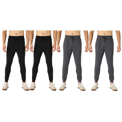 4-Pack Men's Joggers with Zipper Pockets Lightweight Cuffed Stretch Sweatpants Athleisure Outfit Big Guy Pants Athletic Workout Running Gym Fit for Spring & Summer Fashion